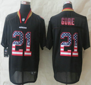 Nike San Francisco 49ers #21 Frank Gore 2014 USA Flag Fashion Black Elite Jersey