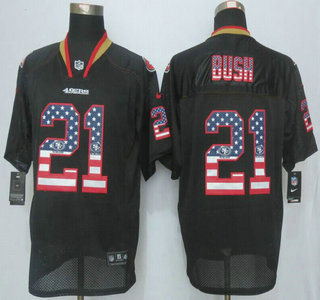 Nike San Francisco 49ers #21 Reggie Bush 2014 USA Flag Fashion Black Elite Jersey