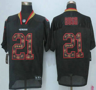 Nike San Francisco 49ers #21 Reggie Bush Lights Out Black Ornamented Elite Jersey