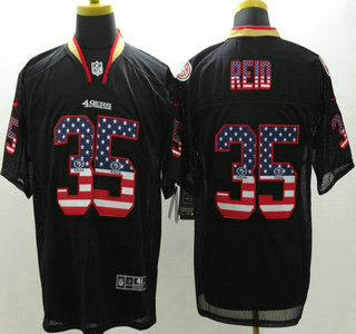 Nike San Francisco 49ers #35 Eric Reid 2014 USA Flag Fashion Black Elite Jersey