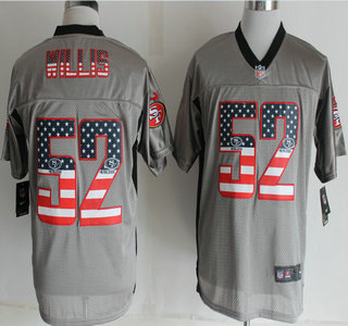Nike San Francisco 49ers #52 Patrick Willis 2014 USA Flag Fashion Grey Shadow Elite Jersey