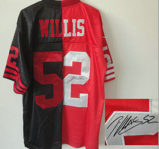Nike San Francisco 49ers #52 Patrick Willis Red and Black Split Signed Jersey