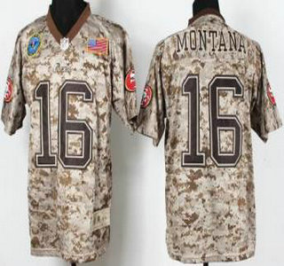 Nike San Francisco 49ers #16 Joe Montana Salute to Service Digital Camo Elite Jersey