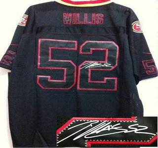 Nike San Francisco 49ers #52 Patrick Willis Elite Light Out Black Signed Jersey