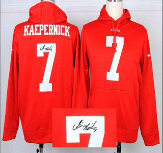 Nike San Francisco 49ers #7 Colin Kaepernick Red Signed Hoody