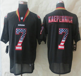 Nike San Francisco 49ers #7 Colin Kaepernick 2014 USA Flag Fashion Black Elite Jersey