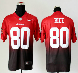 Nike San Francisco 49ers #80 Jerry Rice Drift Fashion II Red With Black 2013 Elite Jersey