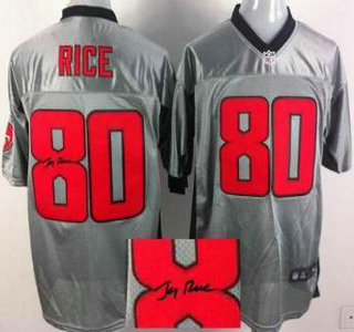 Nike San Francisco 49ers #80 Jerry Rice Elite Grey Shadow Signed NFL Jersey