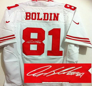 Nike San Francisco 49ers #81 Anquan Boldin White Signed Elite Jersey