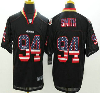 Nike San Francisco 49ers #94 Justin Smith 2014 USA Flag Fashion Black Elite Jersey