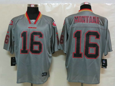 Nike San Francisco 49ers 16 Joe Montana Lights Out Grey Elite Jerseys