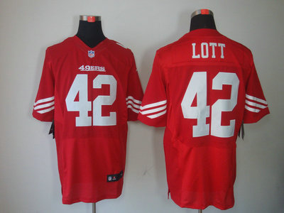Nike San Francisco 49ers 42 Ronnie Lott Red Elite Jersey