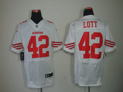Nike San Francisco 49ers 42 Ronnie Lott White Elite Jersey