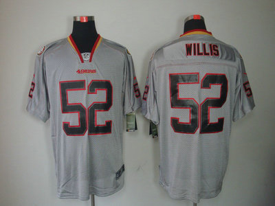 Nike San Francisco 49ers 52 Patrick Willis Lights Out Black Name Grey Elite Jerseys