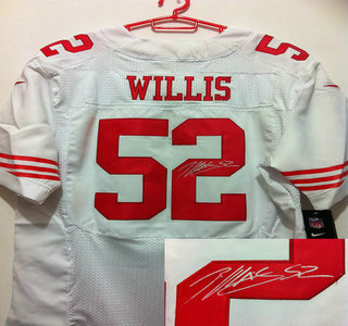 Nike San Francisco 49ers 52 Patrick Willis White Signed Elite Jerseys