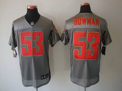 Nike San Francisco 49ers 53 Navorro Bowman Gray Elite Jersey