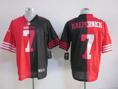 Nike San Francisco 49ers 7 Colin Kaepernick Red and Black Split Elite Jerseys