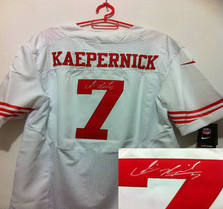 Nike San Francisco 49ers 7 Colin Kaepernick White Signed Elite Jerseys
