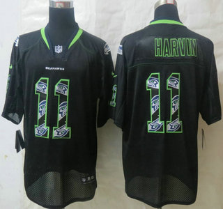 Nike Seattle Seahawks #11 Percy Harvin Lights Out Black Stitched Elite Jersey