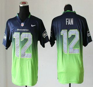 Nike Seattle Seahawks #12 Fan Drift Fashion II Blue With Green 2013 Elite Jersey