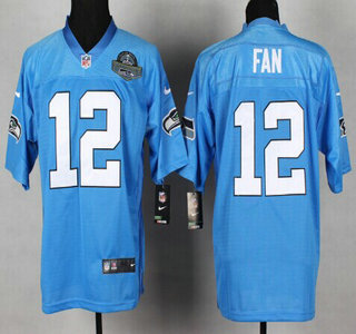 Nike Seattle Seahawks #12 Fan Light Blue With Champions Patch Elite Jersey