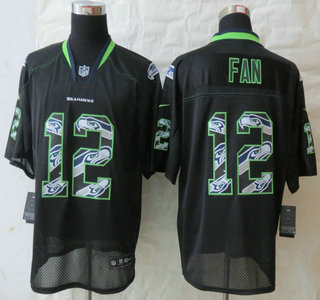 Nike Seattle Seahawks #12 Fan Lights Out Black Elite Jersey
