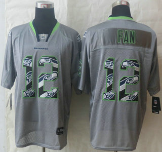 Nike Seattle Seahawks #12 Fan Lights Out Grey Ornamented Elite Jersey