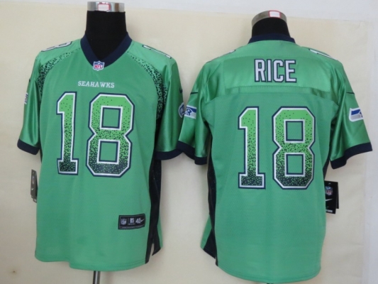 Nike Seattle Seahawks #18 Sidney Rice Drift Fashion Green Elite Jersey