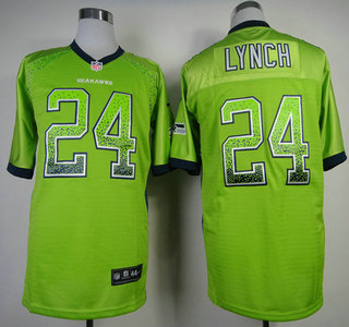 Nike Seattle Seahawks #24 Marshawn Lynch Drift Fashion 2013 Green Elite Jersey