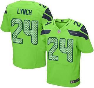 Nike Seattle Seahawks #24 Marshawn Lynch Green  NFL Elite Jersey