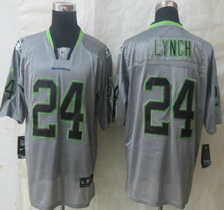 Nike Seattle Seahawks #24 Marshawn Lynch Lights Out Grey Elite Jersey