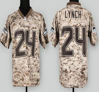 Nike Seattle Seahawks #24 Marshawn Lynch US.Mccuu 2013 Camo Elite Jersey