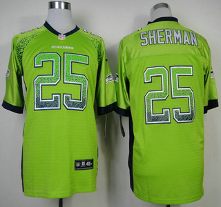 Nike Seattle Seahawks #25 Richard Sherman 2013 Drift Fashion Green Elite Jersey