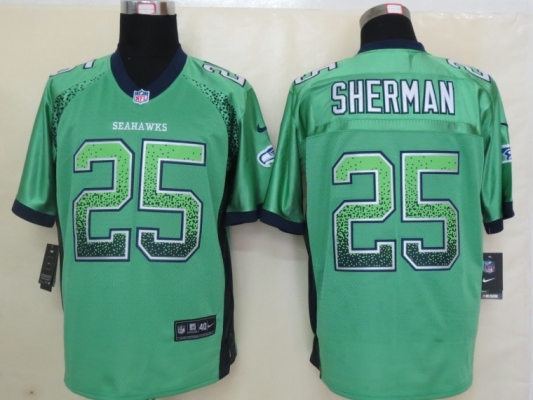 Nike Seattle Seahawks #25 Richard Sherman Drift Fashion Green Elite Jersey
