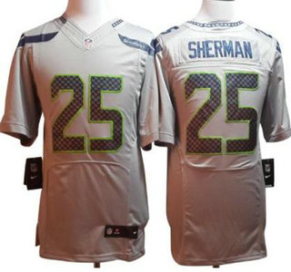 Nike Seattle Seahawks #25 Richard Sherman Grey Elite  Jersey