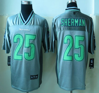 Nike Seattle Seahawks #25 Richard Sherman Grey Vapor Elite Jerseys