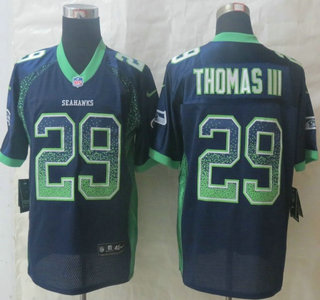 Nike Seattle Seahawks #29 Earl Thomas III Drift Fashion Blue Elite Jersey