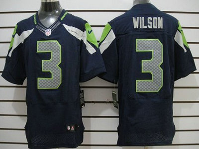 Nike Seattle Seahawks 3 Russell Wilson Navy Blue 2012 Nike NFL Elite Jersey