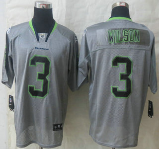 Nike Seattle Seahawks #3 Russell Wilson Lights Out Grey Elite Jersey