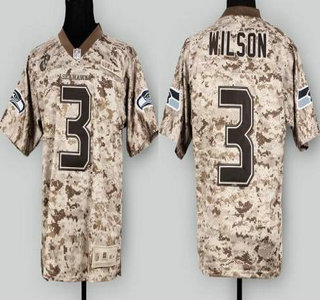 Nike Seattle Seahawks #3 Russell Wilson US.Mccuu 2013 Camo Elite Jersey