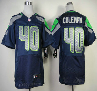 Nike Seattle Seahawks #40 Derrick Coleman Blue Elite Jersey