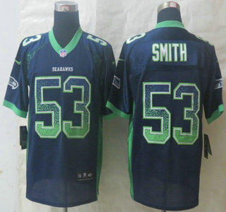 Nike Seattle Seahawks #53 Malcolm Smith Drift Fashion Blue Elite Jersey
