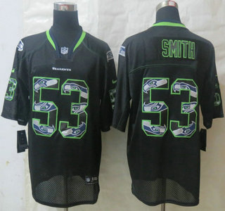 Nike Seattle Seahawks #53 Malcolm Smith Lights Out Black Stitched Elite Jerseys