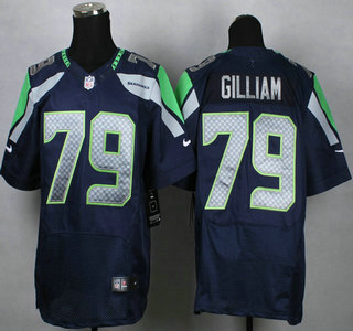 Nike Seattle Seahawks #79 Garry Gilliam Navy Blue Elite Jersey