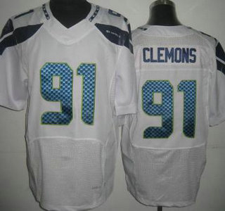 Nike Seattle Seahawks #91 Chris Clemons White Elite Jersey