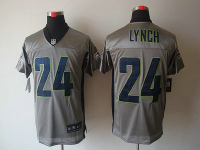 Nike Seattle Seahawks 24 Marshawn Lynch Gray Elite Jersey
