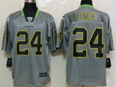 Nike Seattle Seahawks 24 Marshawn Lynch Lights Out Gray Elite Jersey