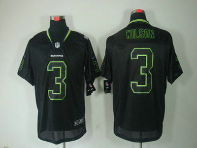 Nike Seattle Seahawks 3 Russell Wilson Lights Out Black Elite Jersey