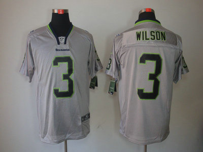 Nike Seattle Seahawks 3 Russell Wilson Lights Out Black Name Grey Elite Jerseys