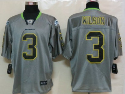 Nike Seattle Seahawks 3 Russell Wilson Lights Out Gray Elite Jersey